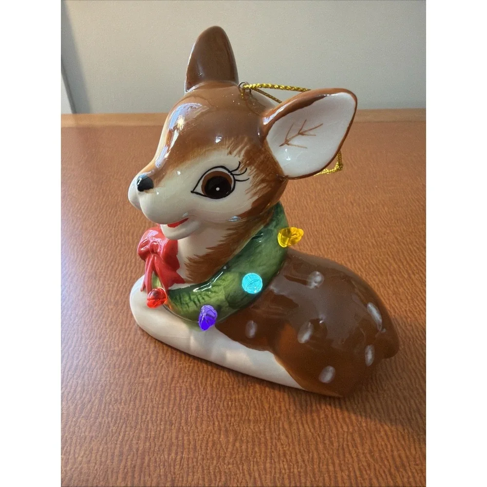 Mr. Christmas Ceramic Light Up Reindeer Ornament Holiday Deer Figurine TESTED